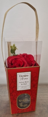 Artificial velvet rose and Oud diffuser