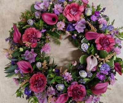 true pink and purple wreath