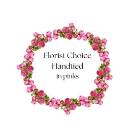 florist choice Handtied seasonal pink flowers