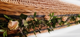 Wicker Casket Garland with roses